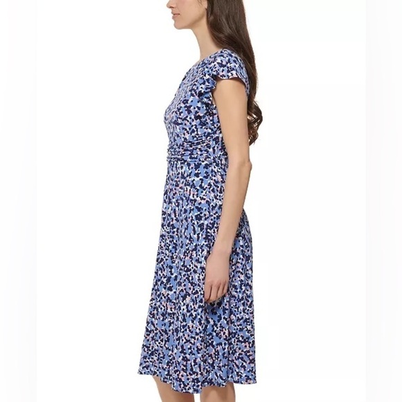 JESSICA HOWARD Women's size 8 Printed Flutter-Sleeve Dress Ruched Waist … - Picture 6 of 11